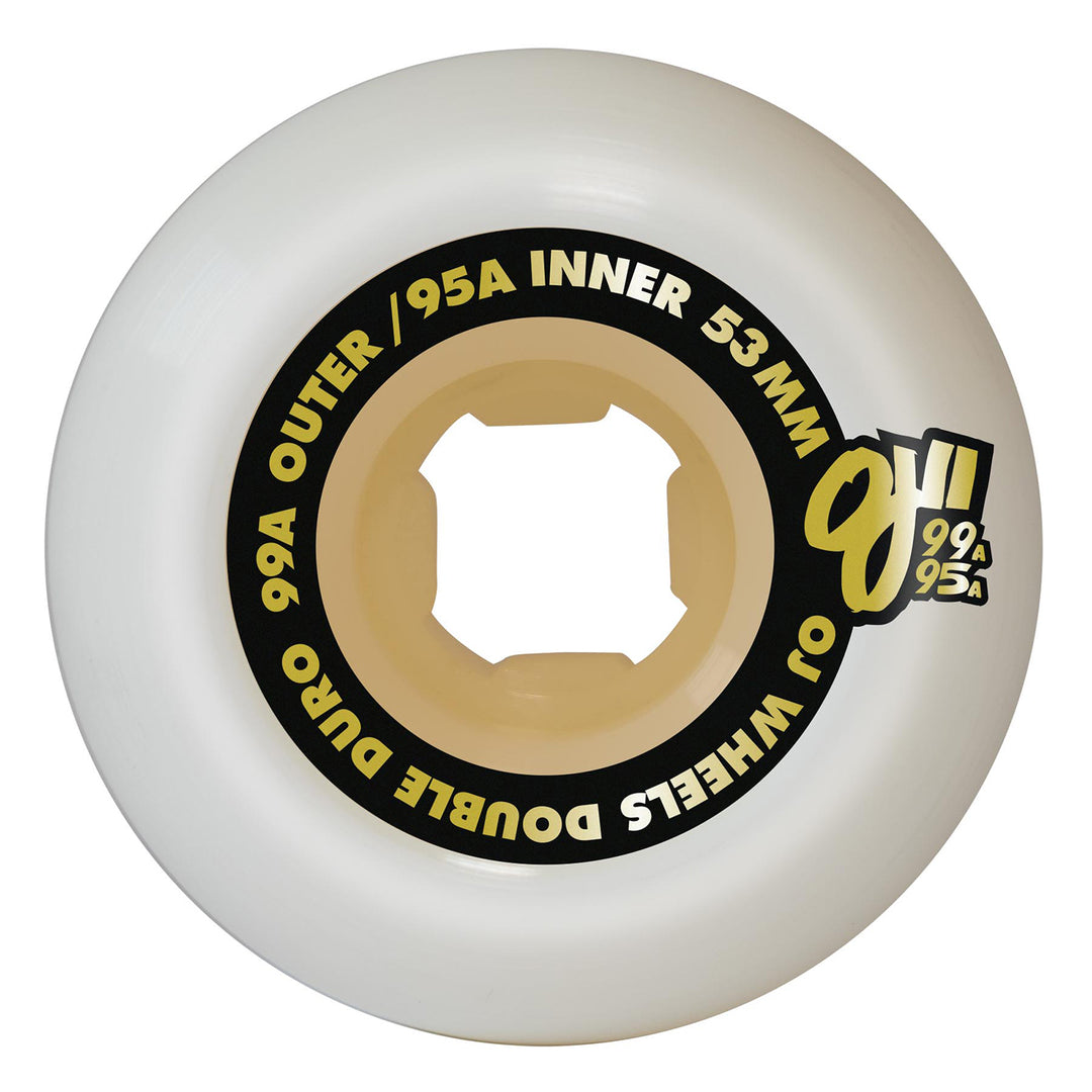 OJ Double Duro Hardline White 101A/95A 53mm Skateboard Wheels