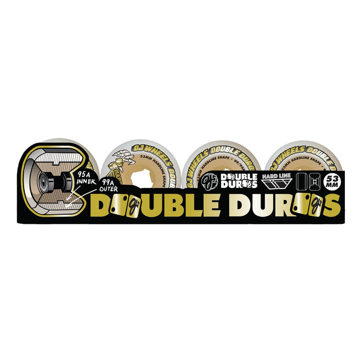 OJ Double Duro Hardline White 101A/95A 53mm Skateboard Wheels