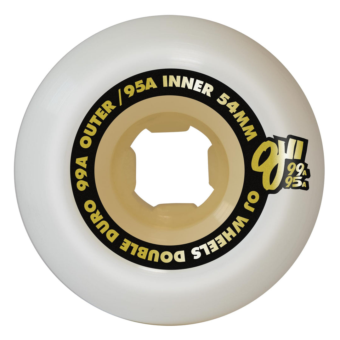 OJ Double Duro Hardline White 101A/95A 54mm Skateboard Wheels