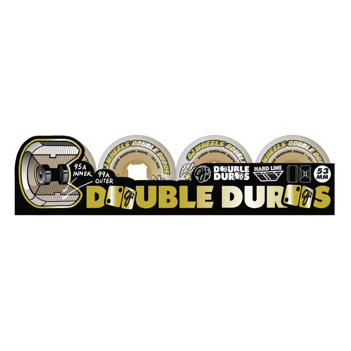 OJ Double Duro Hardline White 101A/95A 54mm Skateboard Wheels
