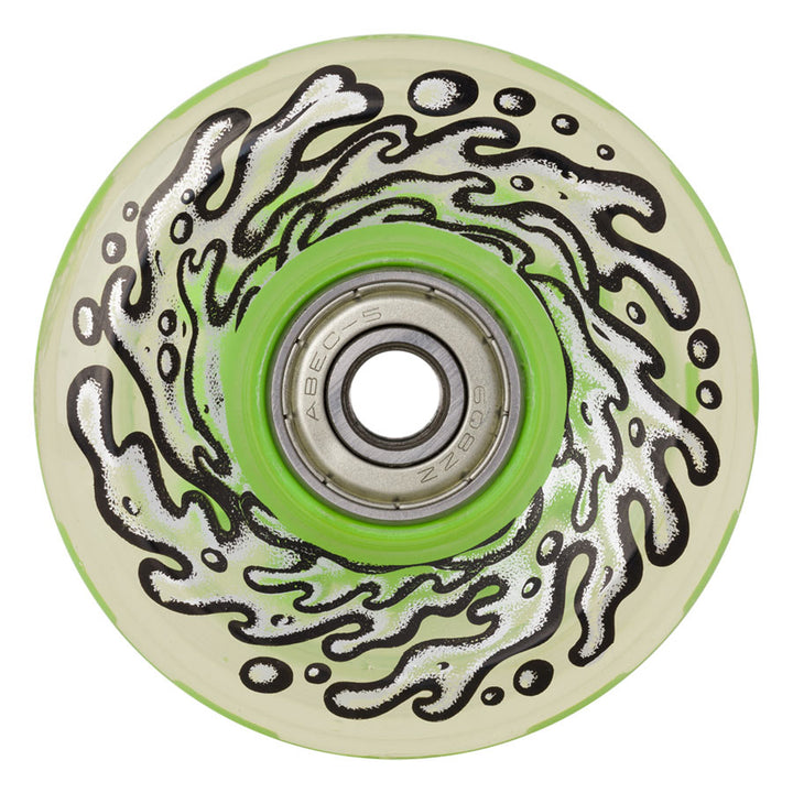SLIME BALLS WHEEL LIGHTUPS CLEAR WITH GREEN LED AND BEARINGS 78A 60MM