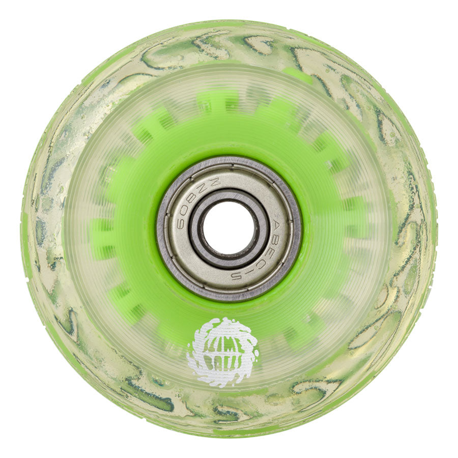 SLIME BALLS WHEEL LIGHTUPS CLEAR WITH GREEN LED AND BEARINGS 78A 60MM