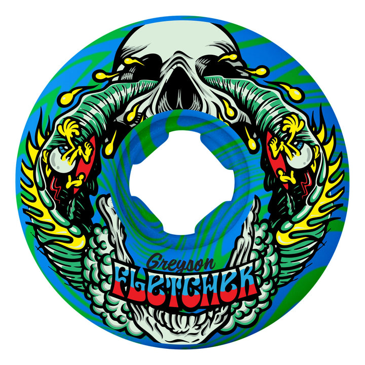 Santa Cruz Slime Balls 56mm 99d Greyson Fletcher Guest Vomit Mini Skateboard Wheel - Green Blue Swirl