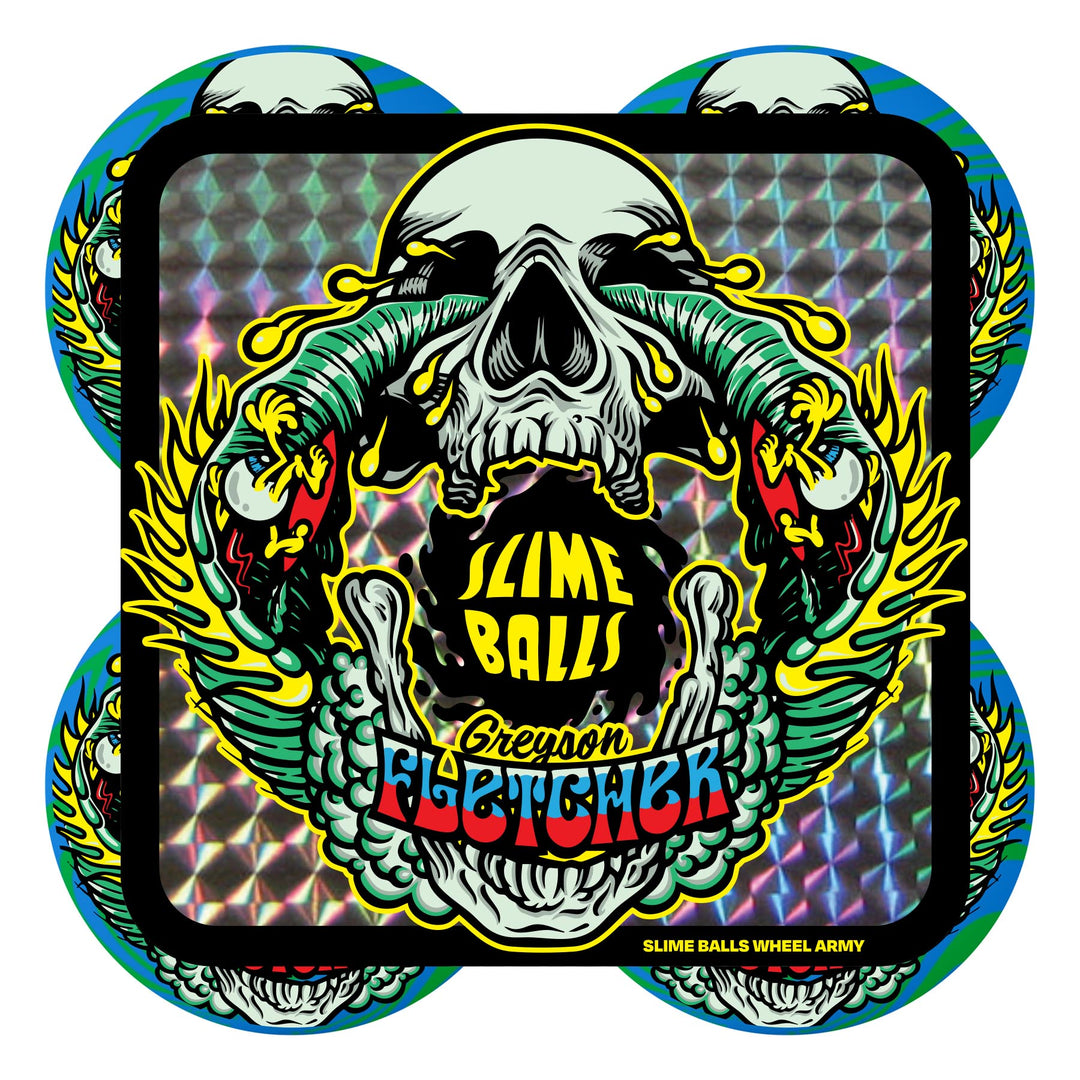 Santa Cruz Slime Balls 54mm 99d Greyson Fletcher Guest Vomit Mini Skateboard Wheel - Green Blue Swirl