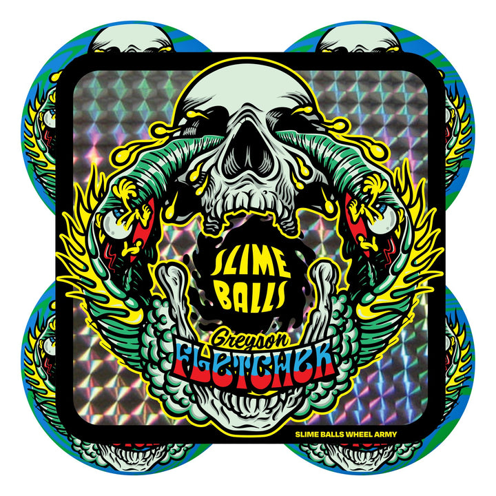 Santa Cruz Slime Balls 56mm 99d Greyson Fletcher Guest Vomit Mini Skateboard Wheel - Green Blue Swirl
