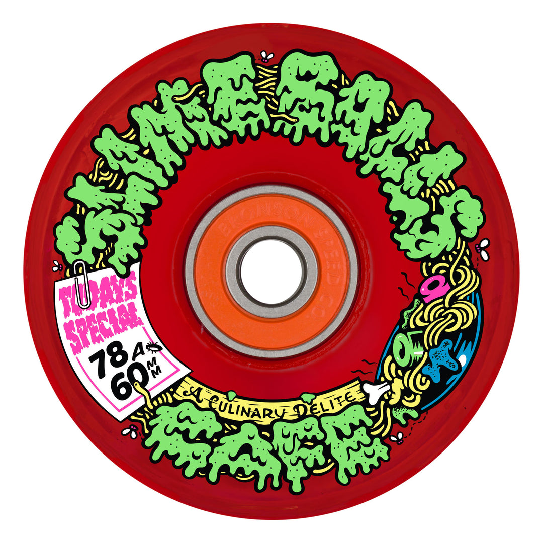 Slime Balls SB Cafe Light Ups OG Slime Red 78A 60mm Skateboard Wheels