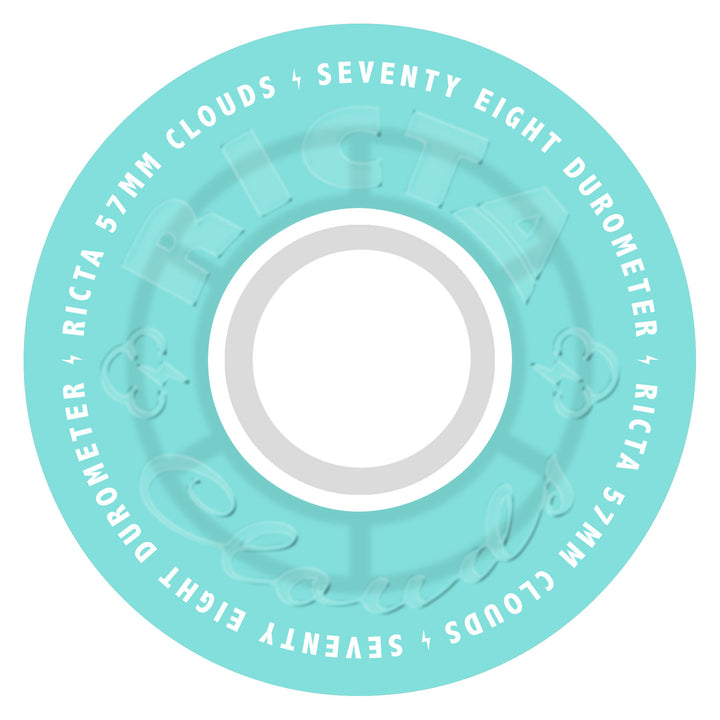 Ricta - Clouds Transparent Aqua/White 57MM 78A Skateboard Wheels