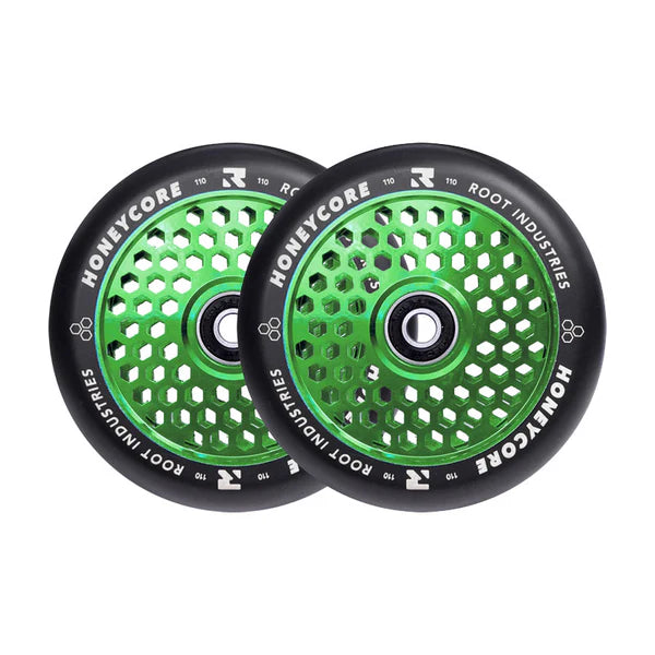 ROOT INDUSTRIES Honeycore Wheels 110mm Black / Green Pair