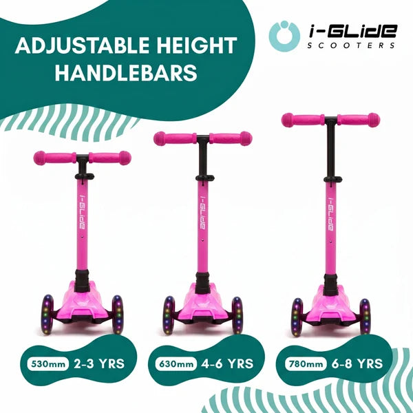 I-GLIDE 3-Wheel Kids Scooter Hot Pink