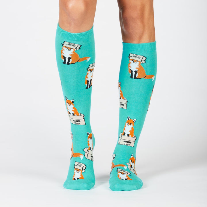 Sock It To Me Foxes In Boxes Knee High Socks