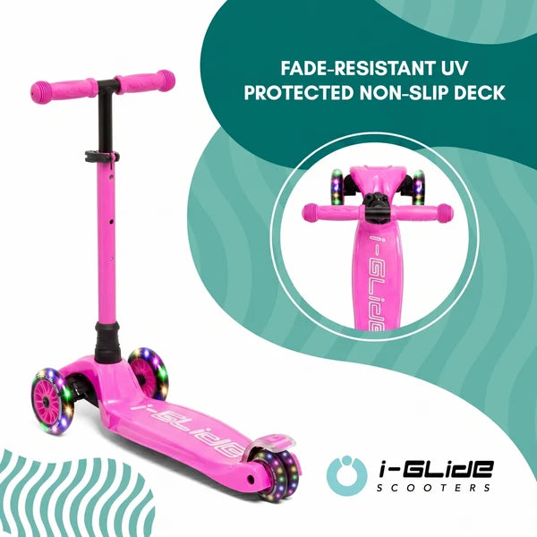 I-GLIDE 3-Wheel Kids Scooter Hot Pink