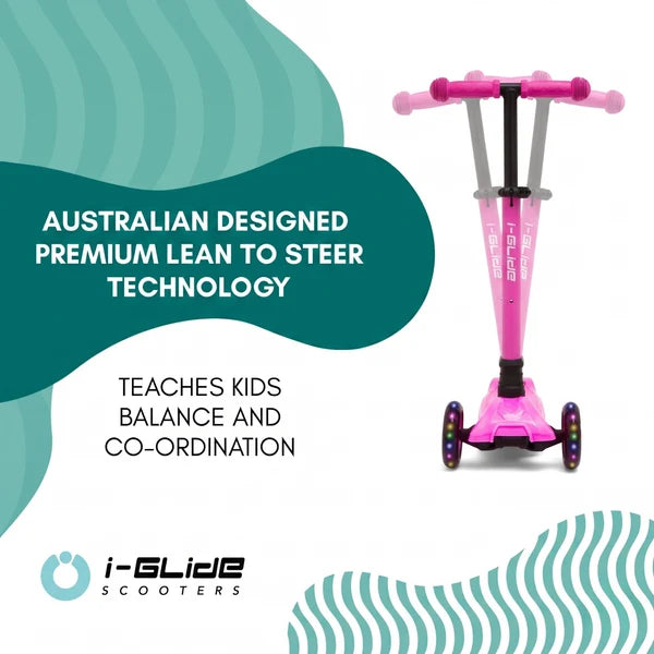 I-GLIDE 3-Wheel Kids Scooter Hot Pink