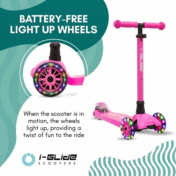 I-GLIDE 3-Wheel Kids Scooter Hot Pink