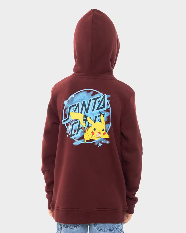 Pokemon Pikachu Spray Dot Santa Cruz Boys Pullover Hoodie Maroon