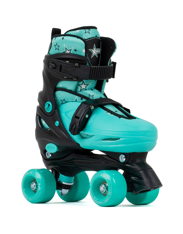 Sfr Nebula Kids Adjustable Quad Skates - Black Green
