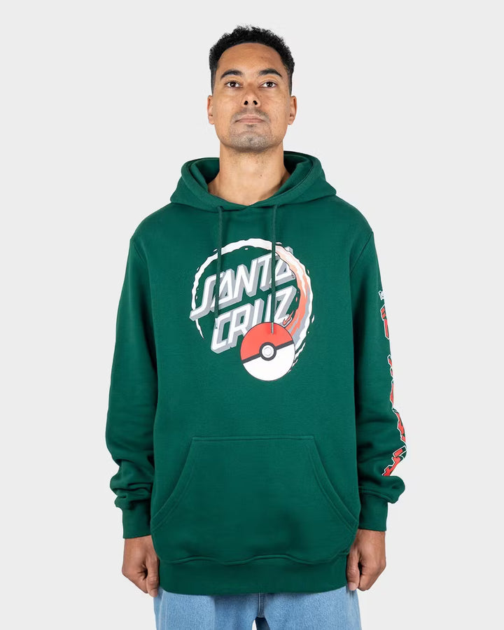 Pokemon Pikachu Poke Ball Dot Santa Cruz Mens Pullover Hoodie Alphine Green