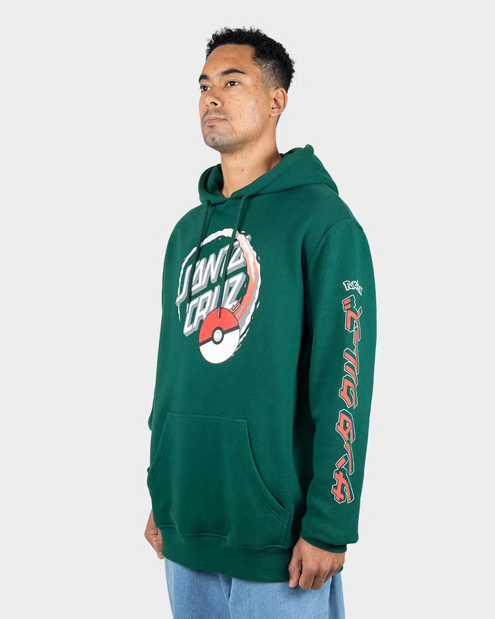 Pokemon Pikachu Poke Ball Dot Santa Cruz Mens Pullover Hoodie Alphine Green