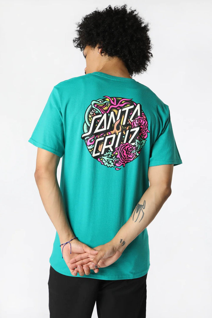 Santa Cruz Dressen Rose Crew Two Mens Short Sleeve T-shirt Jade Green