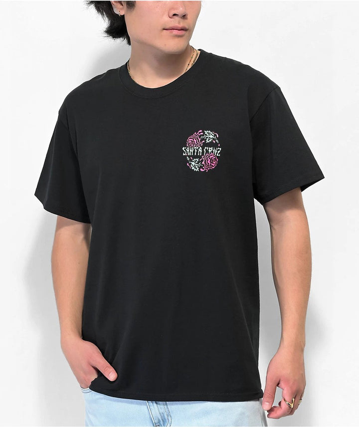 Santa Cruz Dressen Rose Crew Two Mens Short Sleeve T-shirt Black