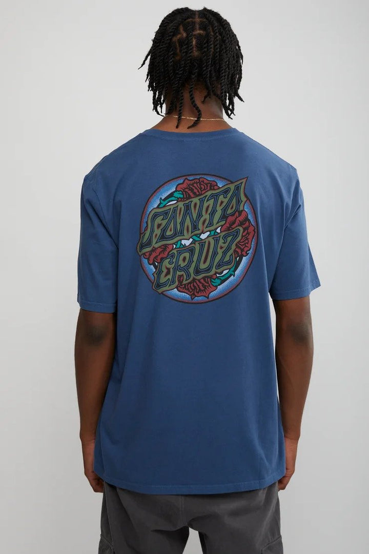 Santa Cruz Dressen Roses Mens Short Sleeve T-shirt Blue