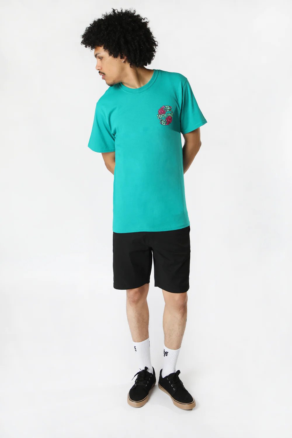 Santa Cruz Dressen Rose Crew Two Mens Short Sleeve T-shirt Jade Green