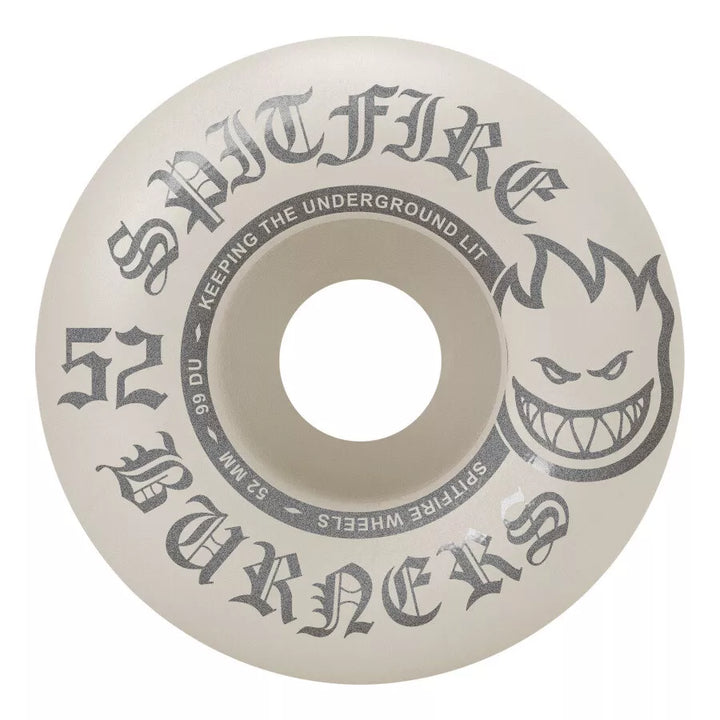 Spitfire 52mm 99Du White/Silver Burner Skateboard Wheels