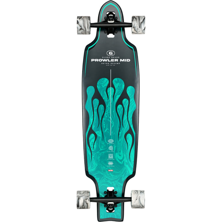 GLOBE PROWLER GREEN FLAMES MID LONGBOARD | 34"