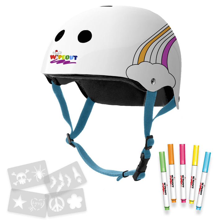 TRIPLE 8 WIPEOUT DRY ERASE YOUTH HELMET WHITE RAINBOW