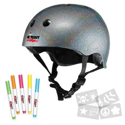 TRIPLE 8 WIPEOUT DRY ERASE YOUTH HELMET SILVER GLITTER