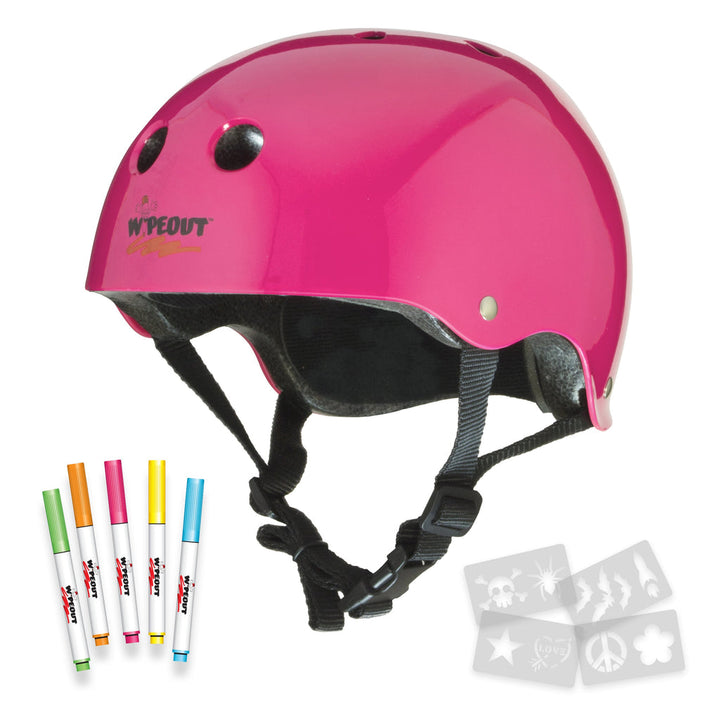 TRIPLE 8 WIPEOUT DRY ERASE YOUTH HELMET NEON PINK