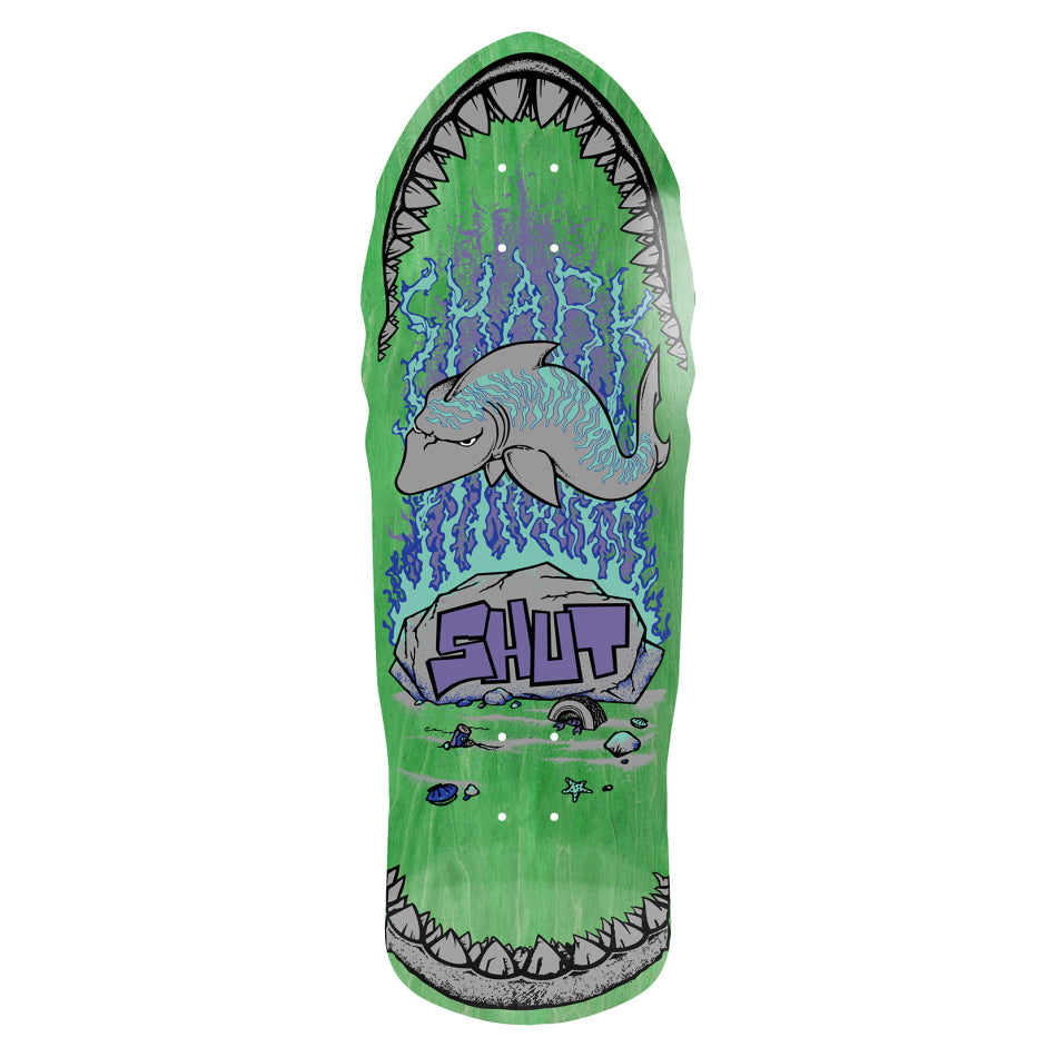 Limited Release 1986 Reissue Shut 86 Shark EX7 Green Skateboard Deck |10.375"