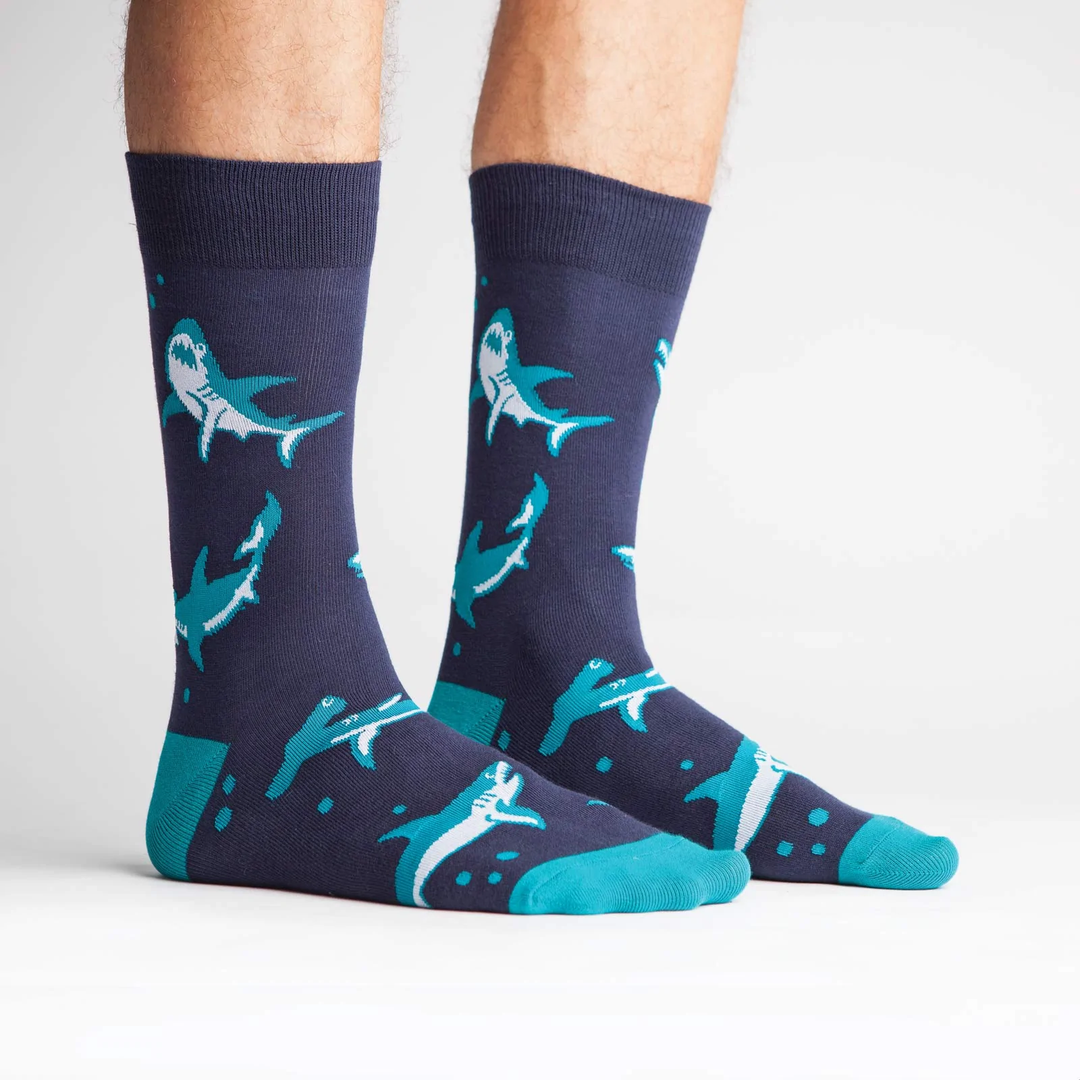 Sock It To Me Shark Attack Mens Crew Sock