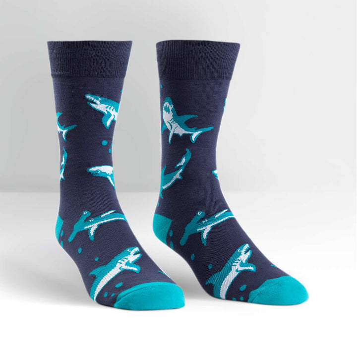 Sock It To Me Shark Attack Mens Crew Sock